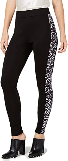 Photo 1 of SIZE XS INC International Concepts I.N.C. Shaping Leopard-Print & Solid Leggings Black (X-Small)