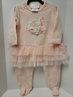 Photo 1 of 9M BISCOTTI  LIGHT PINK FLAMINGO SKIRTED FOOTIE INFANT OUTFIT 9M