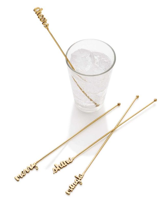 Photo 1 of Holiday Lane Set of 4 Steel Gold-Tone Cocktail Stirrers