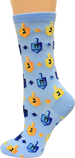 Photo 1 of Hot Sox Women's Holiday Fun Novelty Crew Socks, Dreidels