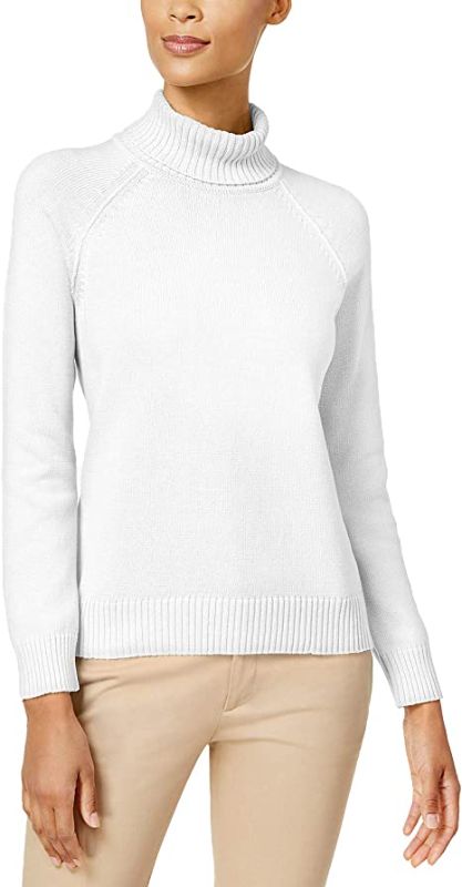 Photo 1 of XL Karen Scott Women's Cotton Turtleneck Sweater, Winter White, X-Large