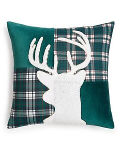 Photo 1 of Martha Stewart Collection Stag Plaid Decorative Pillow, Green,18? x 18?