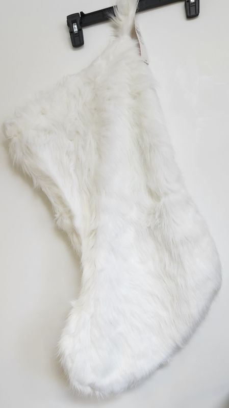 Photo 1 of HOLIDAY LANE OVERSIZE (34"L) WHITE FUR STOCKING