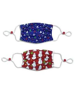 Photo 1 of Calabrum Kids Cotton Reversible Pleated Holiday Face Mask, 2 Pack