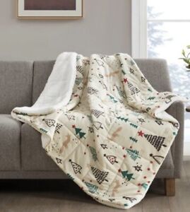 Photo 1 of Premier Comfort Reversible Holiday Printed Velvet to Sherpa Throw 50"X60"