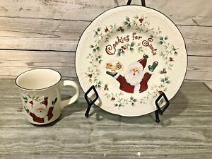 Photo 1 of 2 PIECE SET Pfaltzgraff Winterberry Cookies And Milk For Santa Plate & Mug