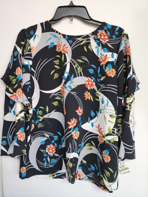 Photo 1 of PL ALFANI WOMEN'S FLORAL FLARE SLEEVE TOP PETITE LARGE