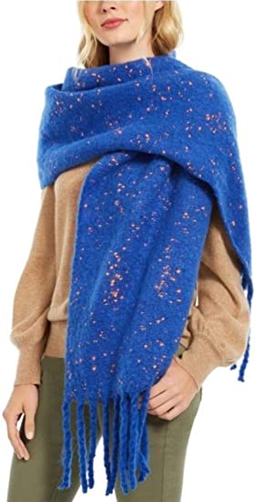 Photo 1 of DKNY  Pop-Neon Speckled Scarf Blue with Orange Speck