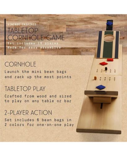 Photo 5 of Studio Mercantile Tabletop Cornhole Wood Game 18 Piece Set For Easy Assembly. Have a new take on the classic bean bag toss game . 2 launchers, score pegs and 8 mini bean bags for endless fun. Made fun for indoors or out - Wood board pulls apart for easy t