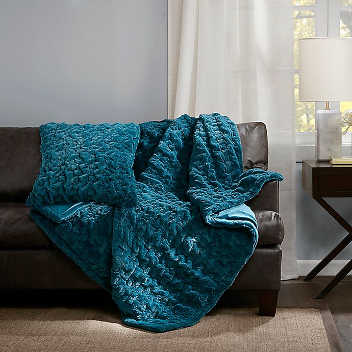 Photo 1 of Madison Park Hand Ruched Luxury Throw - Premium Soft Cozy Brushed Long Faux Fur For Bed, Couch , 50"x60", Teal
100% Polyester / Machine Washable 