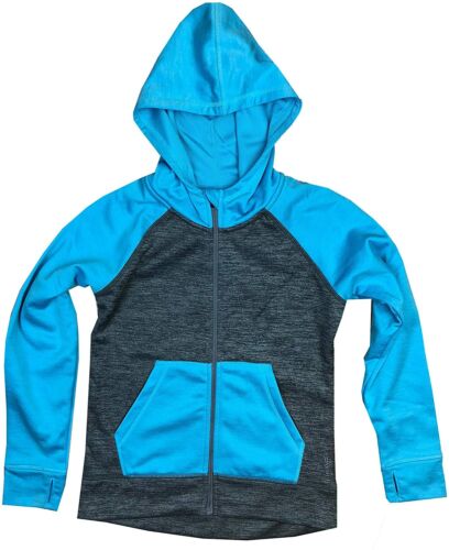 Photo 1 of XS-5/6 HEAD Girls' Performance Track Jacket Hoodie - Full zip (Flint Heather Grey/Turquoise, XS)