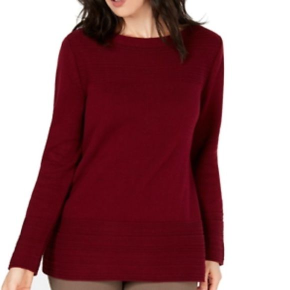 Photo 1 of XL Karen Scott Women's Merlot Ottoman Stitch Boat Neck Pullover Sweater Size XL