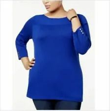 Photo 1 of Petite S KAREN SCOTT WOMEN'S BALLETNECK PULLOVER BLUE PETITE S