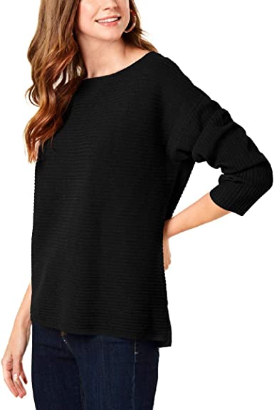 Photo 1 of XL Style & Co. Women's Ribbed Boatneck Pullover Sweater Black XL