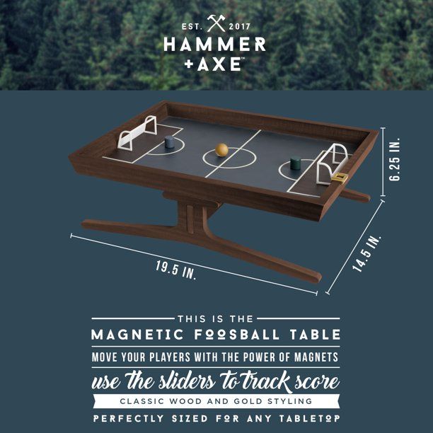 Photo 2 of Magnetic Foosball Table, 2 Player Game With Gold Score Trackers. The set uses magnets on the underside of the table to control the game pieces as opposed to intrusive metal bars across the top. Beautiful Design and Accents The set is crafted from premium 