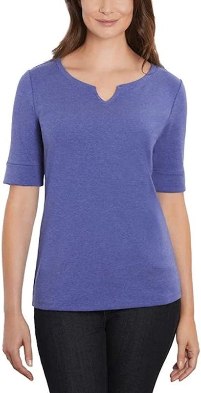Photo 1 of XS ELLEN TRACY Women's V-Neck Cuff Sleeve Pima Cotton T-Shirt XS