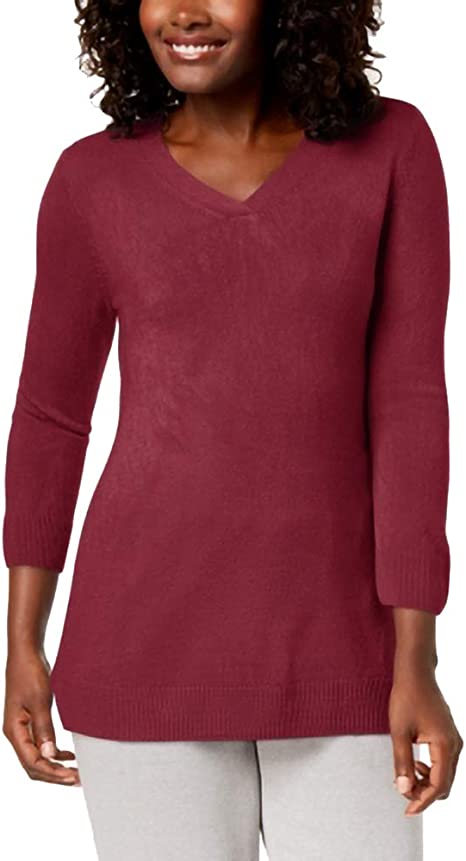 Photo 1 of M Karen Scott Luxsoft V-Neck Sweater, Merlot, Medium