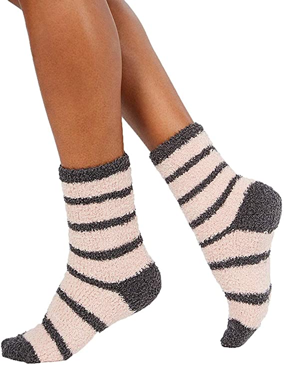 Photo 1 of Charter Club Metallic Striped Fuzzy Cozy Plush Socks, Pink