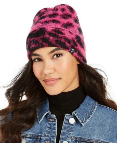 Photo 1 of DKNY Fuzzy Pink Animal Print Beanie