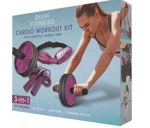 Photo 1 of Lomi Fitness 3-in-1 Cardio Workout Kit Set - 3-Piece, Ruby. Engage and strengthen your core with gliding discs from sharper image. These discs are useful for a variety of exercises, including lunges, squats, and upper body movements. Set includes - 1 ab r