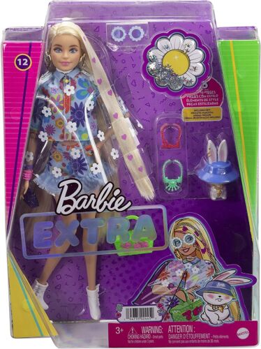 Photo 1 of Barbie Extra Doll #12 in Floral 2-Piece Outfit with Pet Bunny