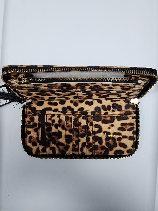 Photo 5 of INC Wristlet Hazell Zip Around Wallet Phone Case Fuzzy Leopard Black Brown