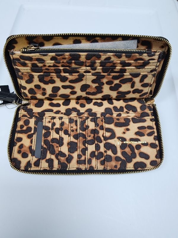 Photo 4 of INC Wristlet Hazell Zip Around Wallet Phone Case Fuzzy Leopard Black Brown