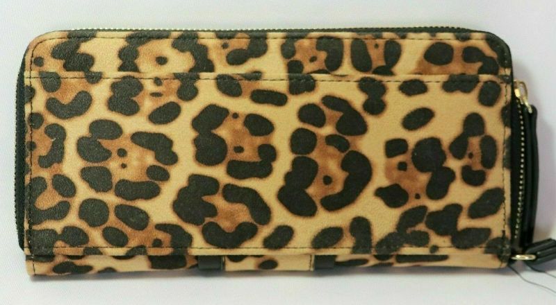 Photo 3 of INC Wristlet Hazell Zip Around Wallet Phone Case Fuzzy Leopard Black Brown