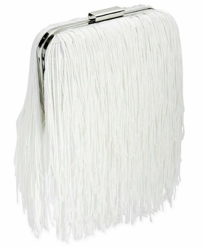 Photo 1 of INC International Concepts Ivory Colie Fringe Crossbody Clutch Detachable