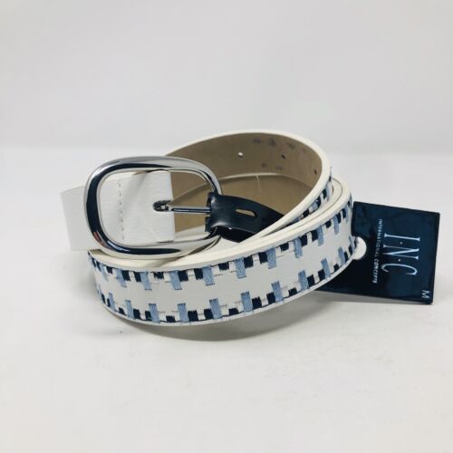 Photo 1 of INC International Concepts Women Laced Edge Belt Natural White Blue SIZE S