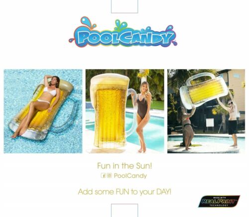 Photo 3 of Giant Beer Mug Raft Pool Float Floating Mat Pool Candy. The realistic print makes it an amazing Instagramable moment!  From a distance it looks like a real beer mug filled with beer. Measures a giant 72.5" x 52" x 5".