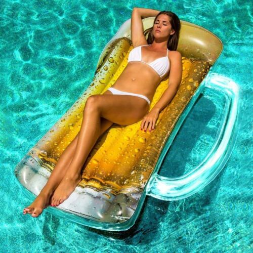 Photo 2 of Giant Beer Mug Raft Pool Float Floating Mat Pool Candy. The realistic print makes it an amazing Instagramable moment!  From a distance it looks like a real beer mug filled with beer. Measures a giant 72.5" x 52" x 5".
