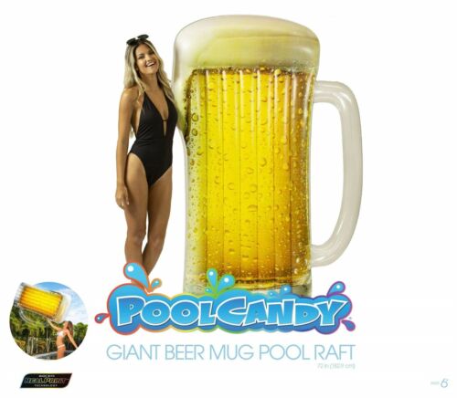 Photo 1 of Giant Beer Mug Raft Pool Float Floating Mat Pool Candy. The realistic print makes it an amazing Instagramable moment!  From a distance it looks like a real beer mug filled with beer. Measures a giant 72.5" x 52" x 5".