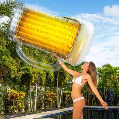 Photo 6 of Giant Beer Mug Raft Pool Float Floating Mat Pool Candy. The realistic print makes it an amazing Instagramable moment!  From a distance it looks like a real beer mug filled with beer. Measures a giant 72.5" x 52" x 5".