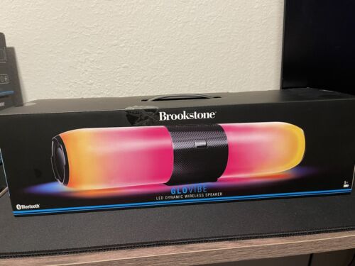 Photo 2 of Brookstone Glovibe LED Dynamic Wireless Speaker. Dynamic stereo sound - LED light Show - wireless listening. Enjoy a vivid multicolored light show that pulses to the beat of your music. Amazing sound and lightshows anywhere you want with wireless pairing 