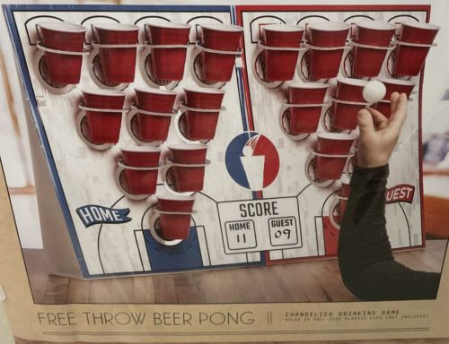Photo 2 of Studio Mercantile Beer Pong Chandelier Drinking Game. The idea is the same, make the ball in the cup to force your opponent to drink. The set up is different and the game can be played with much less space allowing for more games to be played at once. Pro