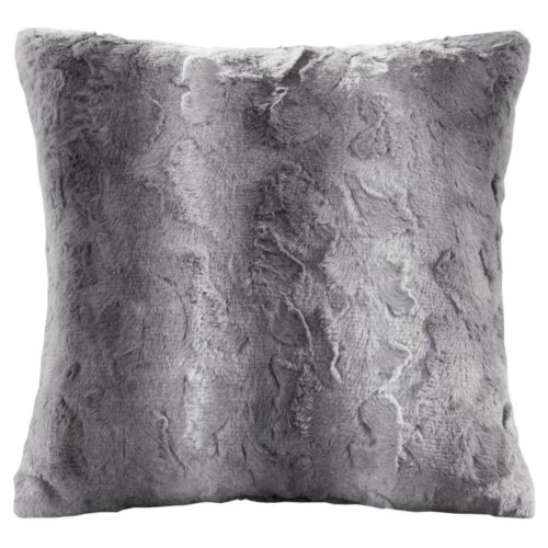 Photo 1 of Madison Park Zuri Faux-Fur 20" Decorative Pillow - Gray. Transform any space into a luxurious mountain lodge with the super-soft faux fur and cozy micro-fur reverse of this glamorous Zuri decorative pillow from Madison Park. Dimensions: 20" x 20". Polyest