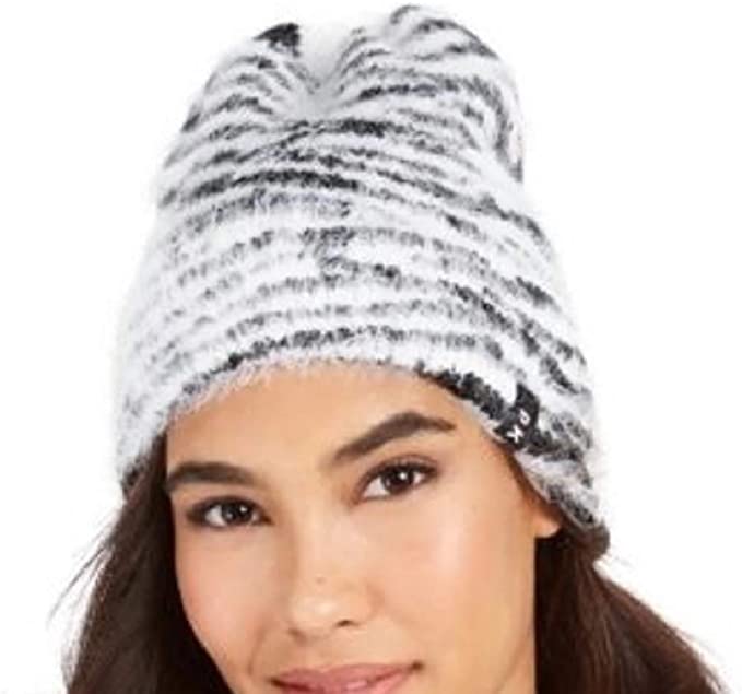 Photo 1 of DKNY Women's Fuzzy Animal Print Beanie White