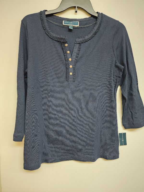 Photo 1 of S KAREN SCOTT SPORT WOMEN'S RUFFLE SCOOP NAVY SIZE SMALL