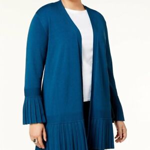 Photo 1 of PLUS SIZE 1X ALFANI WOMEN'S OPEN CARDIGAN PLEATED TEAL