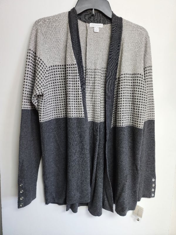 Photo 1 of SIZE LARGE CHARTER CLUB WOMEN'S COLOR BLOCK OPEN CARDIGAN GRAY 