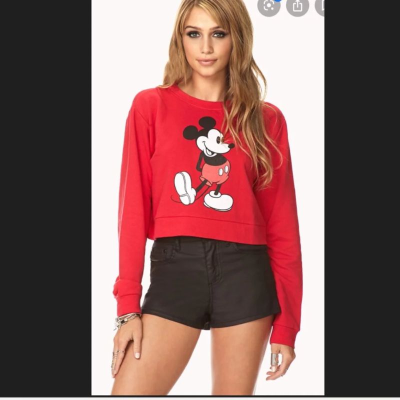 Photo 1 of SIZE L MICKEY MOUSE WOMEN'S JUNIOR SCREEN SWEATSHIRT HOODED/ CROPPED 