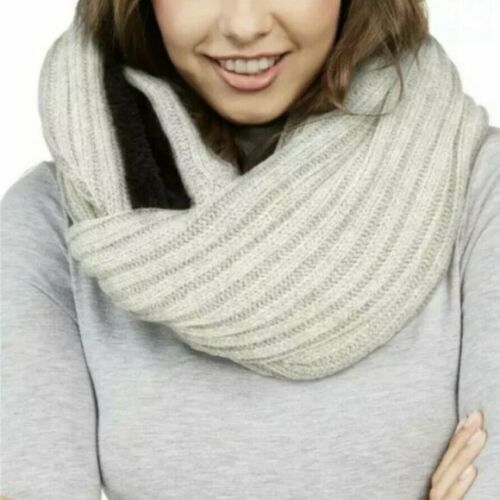 Photo 1 of DKNY Fleece-Lined Knit Infinity Scarf Black & White cream