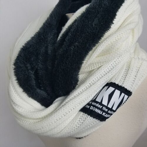 Photo 3 of DKNY Fleece-Lined Knit Infinity Scarf Black & White cream