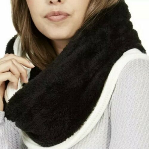 Photo 2 of DKNY Fleece-Lined Knit Infinity Scarf Black & White cream