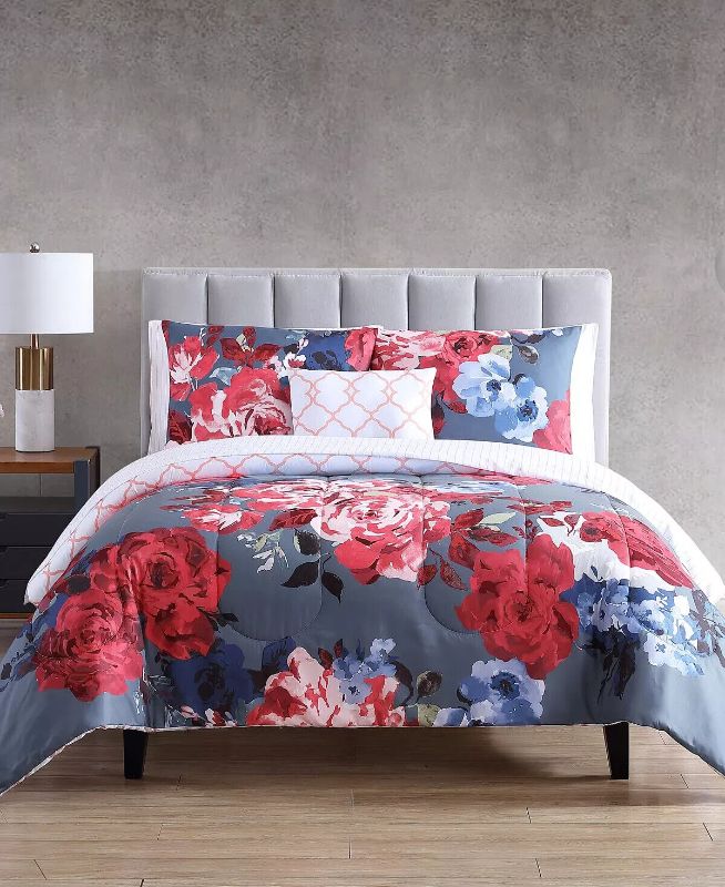 Photo 1 of Hallmart Collectibles Gissing 12 Piece Reversible Full Comforter Set
Includes Reversible comforter, 2 reversible standard shams, 4pc solid sheet set, 4pc printed sheet 1 decorative pillow