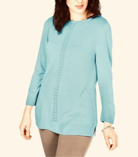 Photo 1 of PLUS SIZE XXL Karen Scott Women's Luxsoft Crew Neckline Long Sleeve Sweater Aquifer