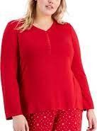 Photo 1 of SIZE LARGE CHARTER CLUB INTIMATE WOMEN'S PAJAMA TOP THERMAL CANDY RED 