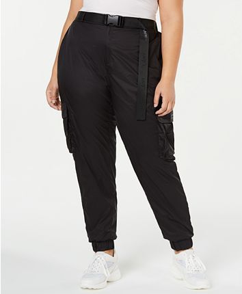 Photo 1 of PLUS SIZE 1X LALA ANTHONY TRENDY BLACK BELTED PARACHUTE PANTS
