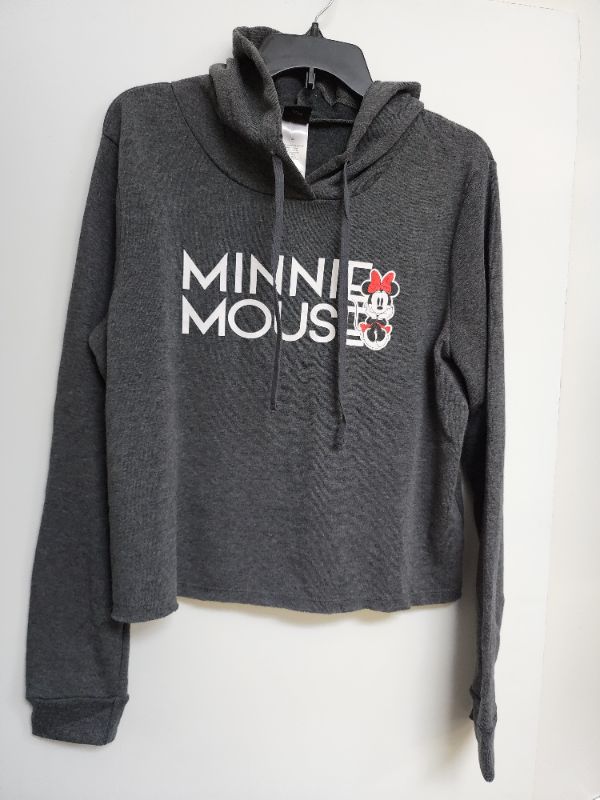 Photo 1 of SIZE XL JUNIOR DISNEY MINNIE MOUSE CROPPED HOODED PULLOVER GREY